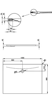 SCALIDO-Stahl-Duschfläche bodeneben mit Wannenträger 1200x900x30mm Raven – Bild 2