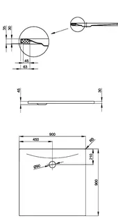 SCALIDO-Stahl-Duschfläche bodeneben mit Wannenträger 900x900x30mm Raven – Bild 2
