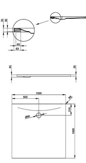 SCALIDO-Stahl-Duschfläche bodeneben mit Wannenträger 1000x1000x30mm Raven – Bild 2