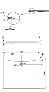 SCALIDO-Stahl-Duschfläche bodeneben mit Wannenträger 1200x1000x30mm Raven – Bild 2