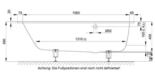 SCALIDO-Stahl-Badewanne Kopfteil links Ablauf seitlich 1700x750x450mm weiß – Bild 2