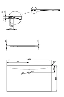 SCALIDO-Stahl-Duschfläche bodeneben mit Wannenträger 1400x800x30mm Raven – Bild 2