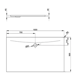 SCALIDO-Stahl-Duschfläche bodeneben 1500x900x30mm weiß – Bild 2