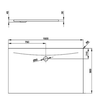 SCALIDO-Stahl-Duschfläche bodeneben 1500x900x30mm Snow – Bild 2