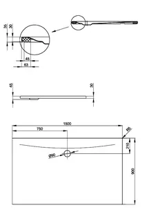 SCALIDO-Stahl-Duschfläche bodeneben AntirutschPro Wannentr 1500x900mm Raven – Bild 2