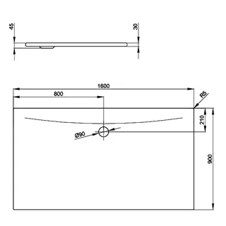 SCALIDO-Stahl-Duschfläche bodeneben 1600x900x30mm Snow – Bild 2