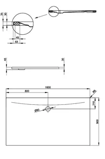 SCALIDO-Stahl-Duschfläche bodeneben mit Wannenträger 1600x900x30mm Raven – Bild 2