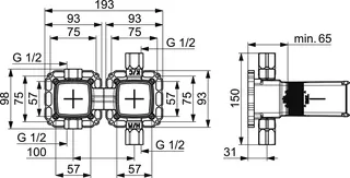 SCALIDO-Unterputzkörper D3 für UP- Wannenarmatur DN 15 (1/2") 2 Verbraucher – Bild 2