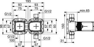SCALIDO-Unterputzkörper D3 für UP- Thermostat DN 15 (1/2") 2 Verbraucher – Bild 2