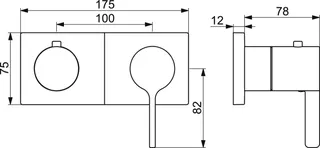 SCALIDO-Wannenarmatur D3 Unterputz- Fertigset 2 Verbraucher Rosette eckig vc – Bild 2