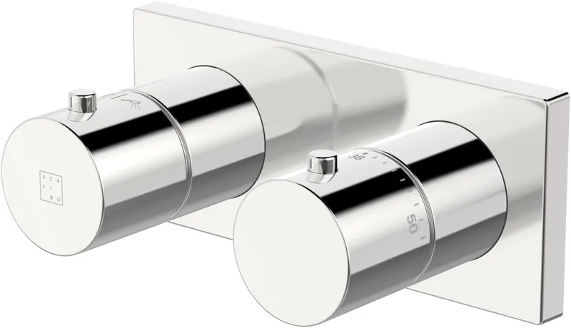 SCALIDO-Wannenthermostat D3 Unterputz- Attrappe 2 Verbraucher Rosette eckig vc