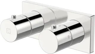SCALIDO-Wannenthermostat D3 UP-Fertigset 2 Verbraucher Rosette eckig verchromt