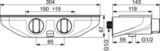 SCALIDO-Brausethermostat D2 Aufputz mit Ablage verchromt – Bild 2