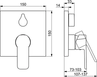SCALIDO-Wannenarmatur D2 Unterputz- Fertigmontageset Rosette eckig verchromt – Bild 2