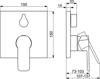 SCALIDO-Wannenarmatur D2 in verchromt, Unterputz-Fertigmontageset Rosette eckig – Bild 2