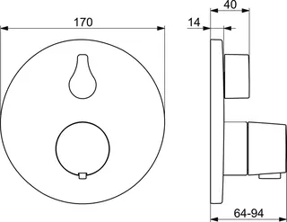 SCALIDO-Brausethermostat D2 Unterputz- Fertigmontageset 1 Verbr Rosette rund vc – Bild 2