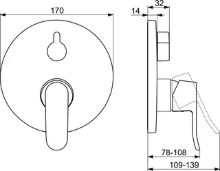 SCALIDO-Wannenarmatur D1 Unterputz- Fertigmontageset Rosette rund verchromt – Bild 2