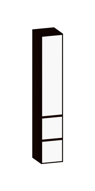 SCALIDO-Hochschrank SLIM 320x1830x350mm 1 Tür rechts 2 Auszüge Farbvar. W/E/E