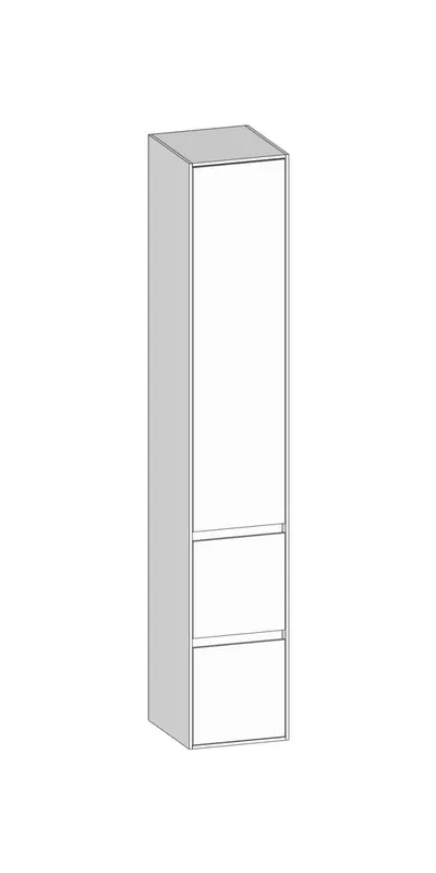 SCALIDO-Hochschrank SLIM 320x1830x350mm 1 Tür links 2 Auszüge Farbvar. W/W/W