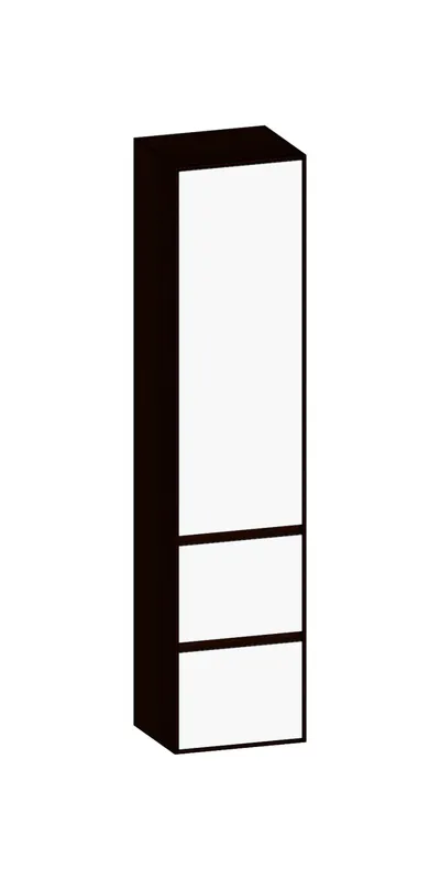SCALIDO-Hochschrank SLIM 420x1830x350mm 1 Tür links 2 Auszüge Farbvar. W/E/E