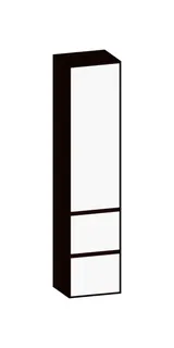 SCALIDO-Hochschrank SLIM 420x1830x350mm 1 Tür links 2 Auszüge Farbvar. W/E/E