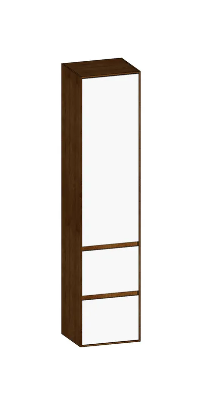 SCALIDO-Hochschrank SLIM 420x1830x350mm 1 Tür rechts 2 Auszüge Farbvar. W/S/S