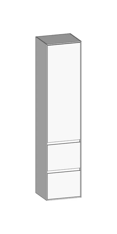 SCALIDO-Hochschrank SLIM 420x1830x350mm 1 Tür links 2 Auszüge Farbvar. W/W/W