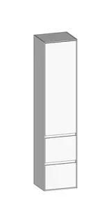 SCALIDO-Hochschrank SLIM 420x1830x350mm 1 Tür links 2 Auszüge Farbvar. W/W/W
