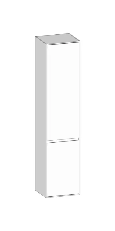 SCALIDO-Hochschrank SLIM 420x1830x350mm 2 Türen rechts 4 Glaseinl Farbvar. W/W/W
