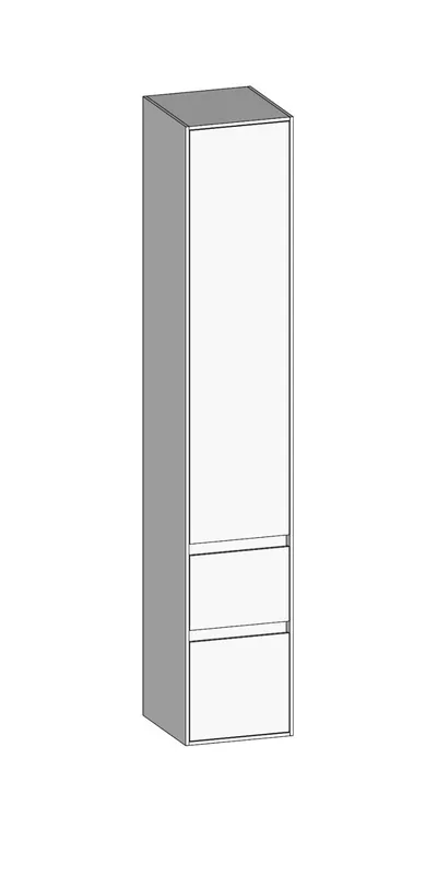 SCALIDO-Hochschrank zu KP 320x1790x350mm 1 Tür links 2 Auszüge Farbvariante W/W/W