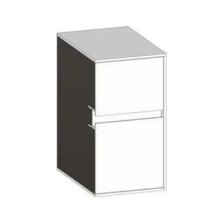 SCALIDO-Unterschrank WTWand Wange rechts 300x560x460mm 2 Auszüge Farbvar. W/W/W