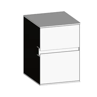 SCALIDO-Unterschrank WTWand Wange rechts 400x560x460mm 2 Auszüge Farbvar. W/W/W