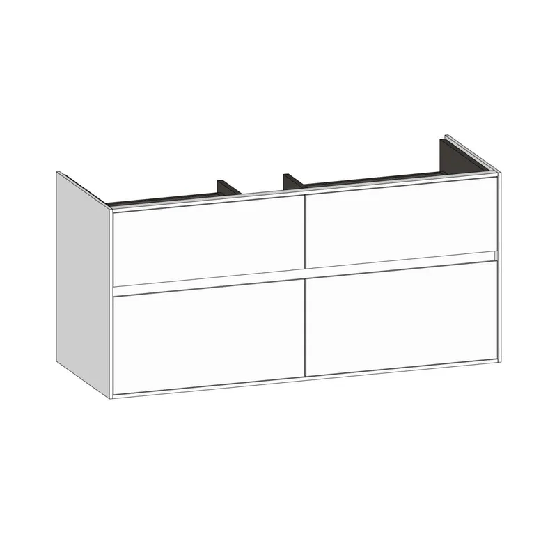 SCALIDO-Waschtisch-Unterschrank zu Waschtisch Wand 1200 1170x560x460mm 4 Auszüge Farbvar. W/W/W