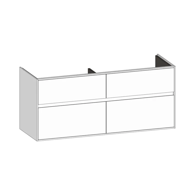 SCALIDO-Waschtisch-Unterschrank zu Waschtisch Wand 1300 1270x560x460mm 4 Auszüge Farbvar. W/W/W