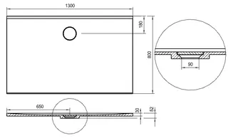 SCALIDO-Mineralguss-Duschfläche Ablauf D=90mm 1300x800x30mm grau matt – Bild 2