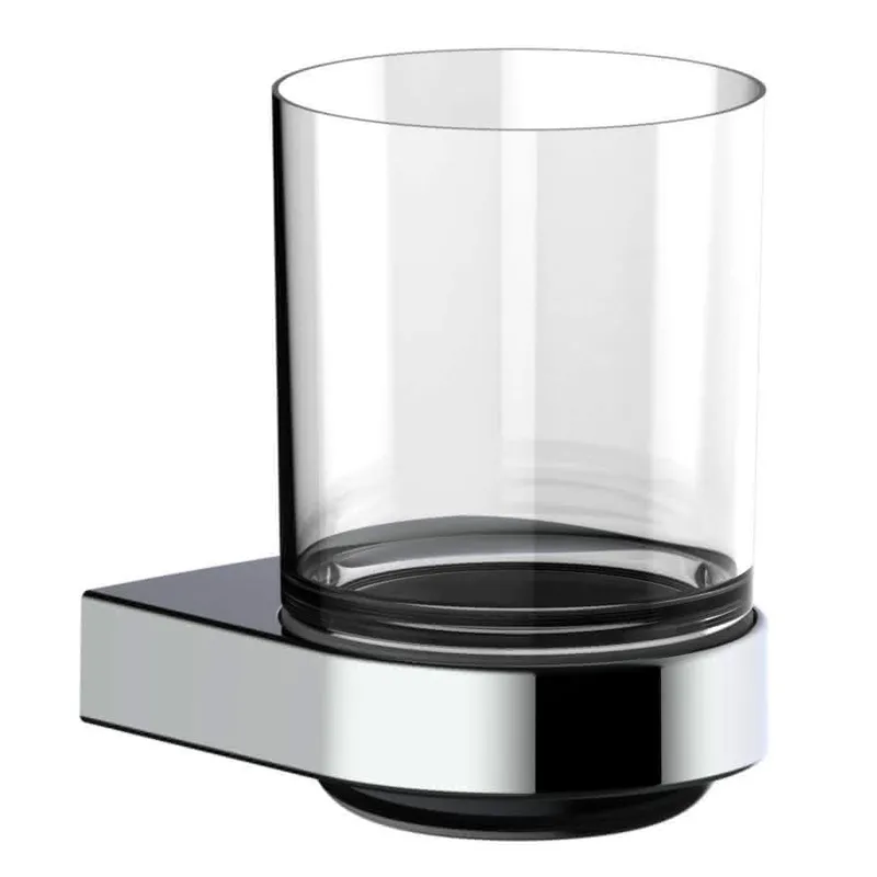 SCALIDO-Glashalter Design rund mit Echt- Kristall-Glas klar verchromt