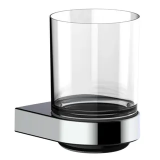 SCALIDO-Glashalter Design rund mit Echt- Kristall-Glas klar verchromt