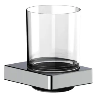 SCALIDO-Glashalter Design eckig mit Echtkristall-Glas klar verchromt