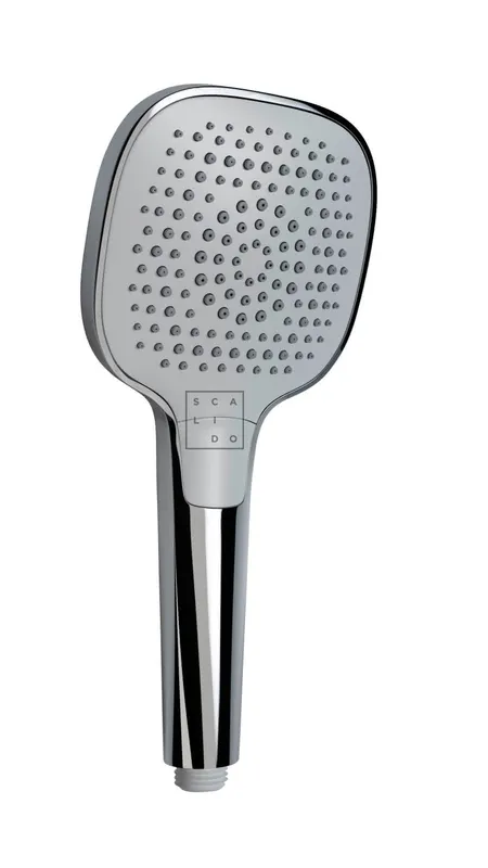 SCALIDO-Handbrause 3-strahlig eckig /softedge 120mm mit easy-tap verchromt