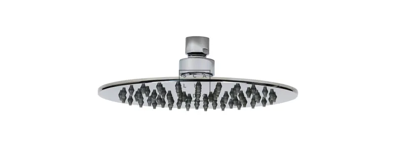 SCALIDO-Kopfbrause rund 200mm DN 15 mit Antikalknoppen Edelstahl poliert