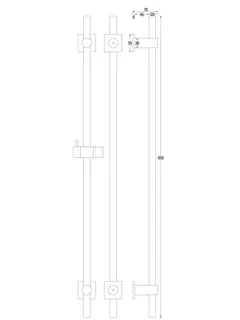 SCALIDO-Wandstange Vario rund 950mm lang mit Halter, Rosette eckig Messing verchr – Bild 2