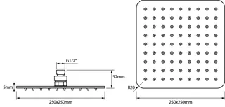 SCALIDO-Kopfbrause softedge 250x250mm DN 15 m Antikalknoppen Edelstahl poliert – Bild 2
