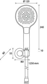 SCALIDO-Wannen-Brauseset rund mit Hand- brause rund 3S, Schlauch/Halter verchr. – Bild 2