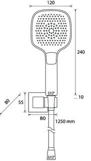 SCALIDO-Wannen-Brauseset eckig mit Hand- brause softedge 3S, Schlauch/Halter verc – Bild 2