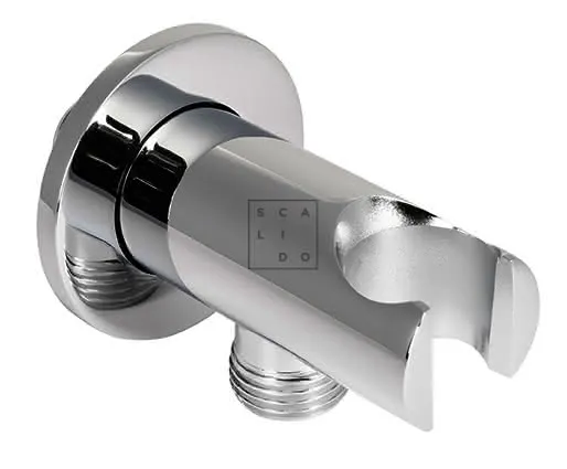 SCALIDO-Wandanschlussbogen rund mit Brausehalter RV DN 15 Messing verchromt