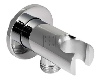SCALIDO-Wandanschlussbogen rund mit Brausehalter RV DN 15 Messing verchromt