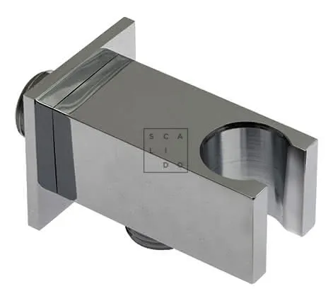 SCALIDO-Wandanschlussbogen eckig mit Brausehalter RV DN 15 Messing verchromt