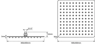 SCALIDO-Kopfbrause softedge 400x400mm DN 15 m Antikalknoppen Edelstahl poliert – Bild 2