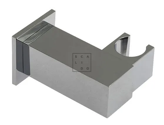 SCALIDO-Wandbrausehalter eckig drehbar mit Rosette eckig aus Messing verchromt
