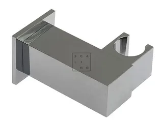 SCALIDO-Wandbrausehalter eckig drehbar mit Rosette eckig aus Messing verchromt